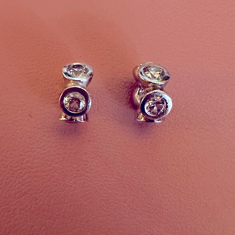 Pair of Pandora spacer charms with silver crystal